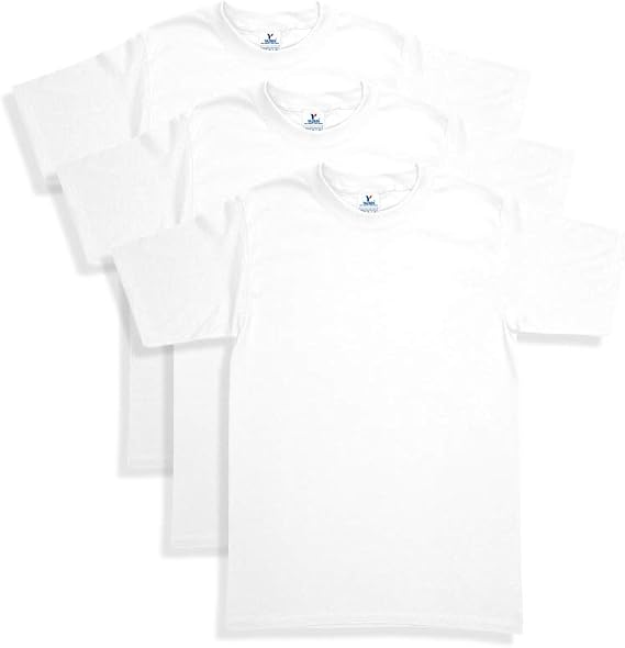 Yazbek Men's Heavy Weight (5.9-Ounce) Crew Neck Short Sleeve T-Shirt - 3-Pack (White, Large)