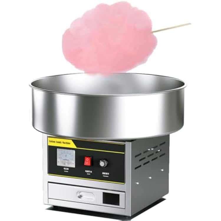 Electric Cotton Candy Machine, Commercial Cotton Candy Machine, Professional Candy Floss Maker for Birthday Party, for Birthday Parties Makes Quick Candyfloss,Silver