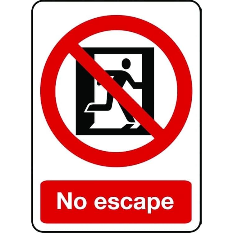 Fire Exit - No escape sign Metal Sign 12 x 8 Inch – Suitable for Home, Office, or Work Areas