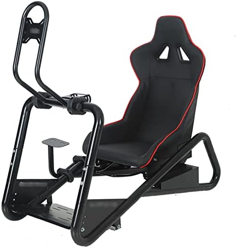 Racing Simulator Cockpit with Adjustable Steering Wheel, Foam and Leather Seat, Ergonomic Design for Enhanced Driving Experience