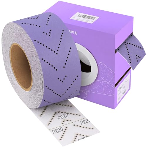 Purple Ceramic 220 Grit Sandpaper Roll, 2-34 x 13 Yard, Hook & Loop Multi-Hole Continuous Roll for Automotive, Wood, Metal Sanding