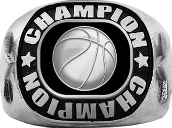 Crown Awards Basketball Silver Rings, Silver Championship Basketball Ring, Available in Many Sizes Prime