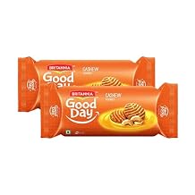 Britannia Good Day Cashew Cookies 2.6oz (75g) - Breakfast & Tea Time Snacks - Delicious Grocery Cookies (Pack of 2)