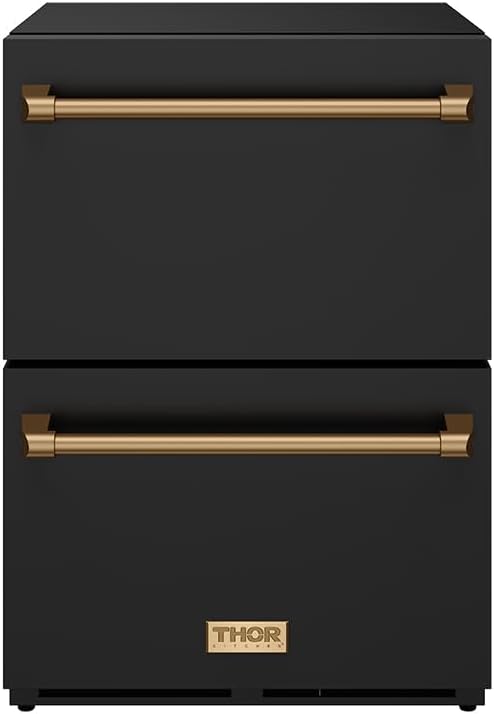 Thor Kitchen 24 Inch Undercounter Built-In or Freestanding Drawer Refrigerator Black/Bronze | Gordon Ramsay Series