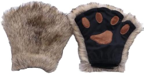 Animal Paw Gloves Wolf Paw Gloves Cat Fingerless Mittens Halloween Costume Party Cosplay Glove Mitts Wolf Costume Fingerless Paws Werewolf Bear Costumes for Adults Paws Glove Costumes Accessory