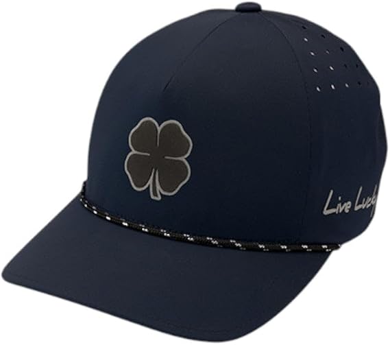 Black Clover Hybrid Luck 3 Adjustable Hat - Unisex Cap - Adjustable Snapback Closure - Polyester Fabric Navy Hat/Black Clover/Metallic Trim One Size One Size