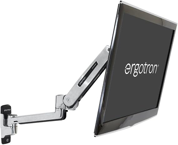 Ergotron LX Sit-Stand Single Monitor Arm, VESA Wall Mount for Monitors Up to 42 Inches, 7 to 25 lbs Polished Aluminum