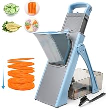Upgrade Safe Mandoline Slicer Plus, Adjustable Potato Slicer, Vegetable Chopper Food Slicer, Fries Cutter, Veggie Salad Chopper Kitchen Chopping Artifact blue