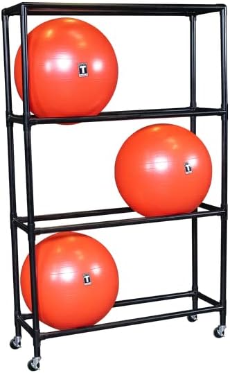 Body-Solid (SSBR100) Stability Ball Rack - Vertical Exercise Ball Storage Stand with Locking Wheels, Holds Eight 45-75cm Balls