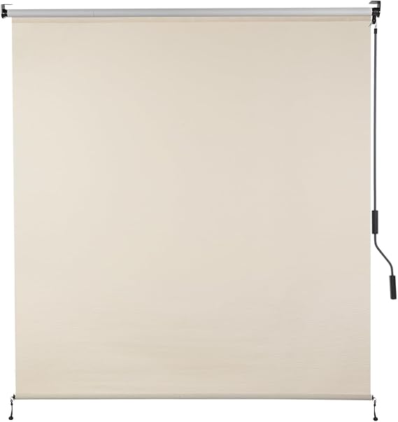 COWVIE Solar Fabric Roller Shade 4'W x 8'H, 5% Openness UV Protection Sun Shade for Outdoor Patio Gazebo Pergola or Porch,Outdoor Cordless Blinds for Privacy
