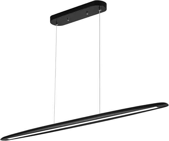 YISDESIGN 59inch Integrated Led Pendant Light 40w Dimmable Wood Black Linear Pendant Lighting Led Modern Island Light with Black Finish for Living Room Dining Room Billiard & Pool Lights