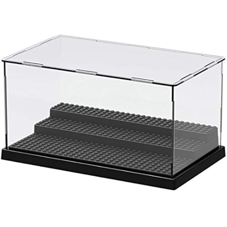 Scakbyer 3 Steps Display Case Display Box Dustproof Showcase Dust Cover for Minifigure Action Figures Blocks Gifts for Children, Assembly Plastic Random Color
