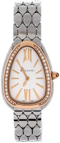 Pre-Loved Serpenti Seduttori Quartz Watch Stainless Steel and Rose Gold with Diamond Bezel 25, Silver