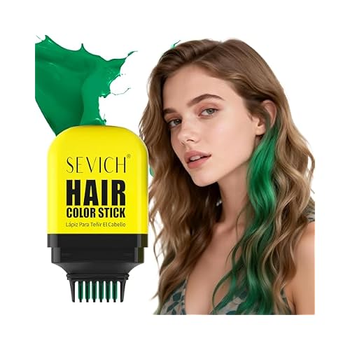 SEVICH Temporary Hair Color Stick Green,Hair Dye Pen for Quick Root Touch-Up & Highlights,for Light Hair and Spot Dyeing,Quick Drying & Easy Cleaning,Travel Size, for Christmas and Various Holidays