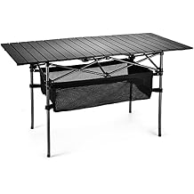 WUROMISE Lightweight Aluminum Folding Camping Table 47 x 21.65 x 26.7, Portable Roll-Up Design for Outdoor, Camping, Beach, BBQ, Patio, and Picnic, Durable & Waterproof with Carrying Bag