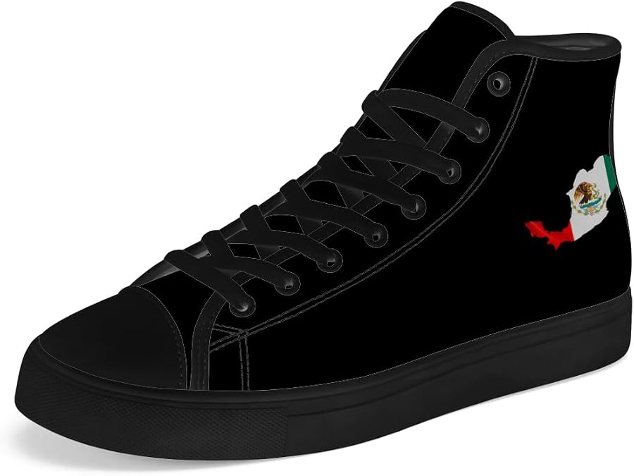 Men's Women's Mexico High Top Canvas Shoes Mexican High Top Sneakers Lace Up Casual Shoes