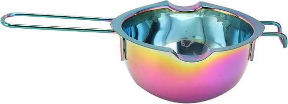 Double Boiler Pot with Heat Resistant Handle for Melting Chocolate, Butter,Candle and Soap Making 400ML Stainless Steel (Color) Double