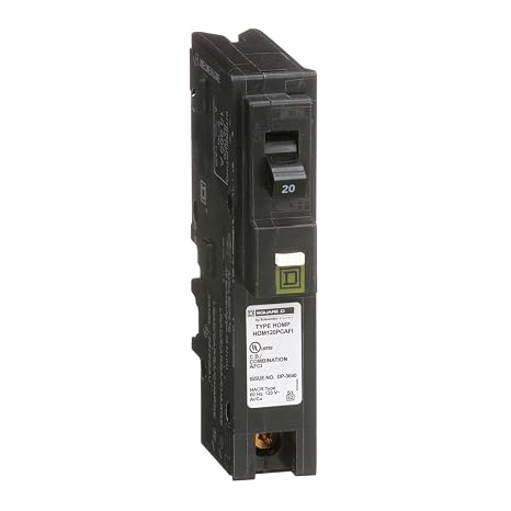 Square D by Schneider Electric Square D - HOM120PCAFIC Homeline Circuit Breaker, 20-Amp, 120V, 1-Pole CAFCI, Plug-On Neutral