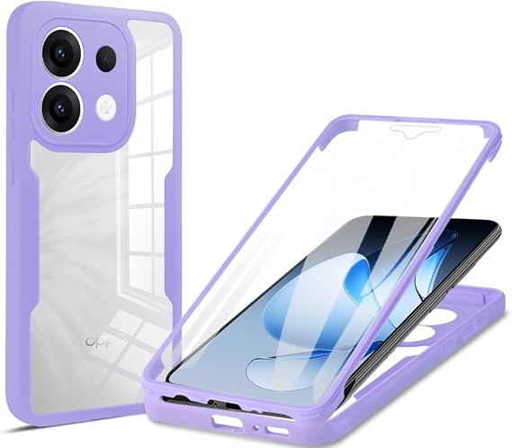 YUXING Full Body Case for Infinix Hot 60 Pro, Dual-Layer 360° Shockproof Cover with Built-in Screen Protector, Clear Back, Easy Install-Purple