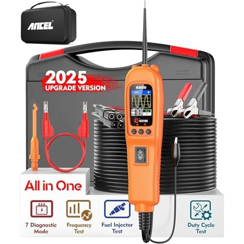 KZYEE KM50 Power Circuit Probe Kit with Bag13.38x8.68x4.33 - 12V24V Automotive Circuit Tester Current Probe with ACDC VoltageResistanceDiodeFrequencyDuty CycleFuel Injection, Activate Comp