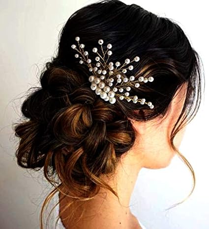 Hair Accessories for Women Stylish 1843 Pins Artificial Flowers Accessories (Pearl)