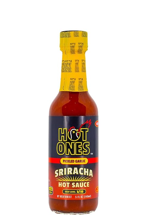Hot Ones Pickled Garlic Sriracha Hot Sauce | Spicy, Savory Sriracha Made With Natural Ingredients | 5 Fl Oz. (1 Pack)