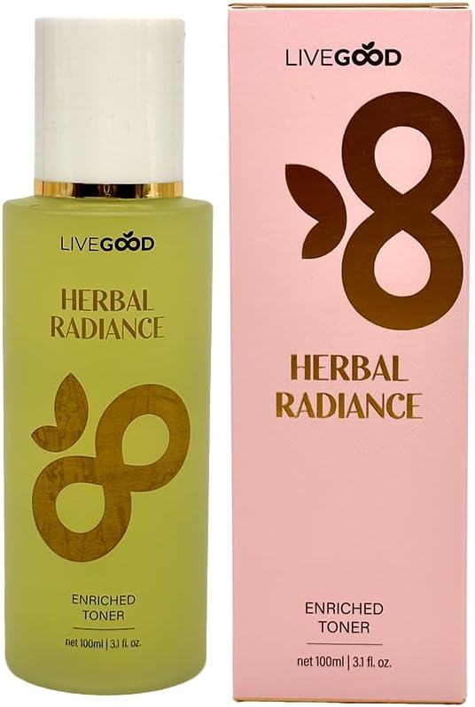 LiveGood Herbal Radiance Enriched Toner | Glycolic Acid Face Toner with Botanical Extracts | Pore Refining, pH Balancing & Brightening Toner for Smoother Skin