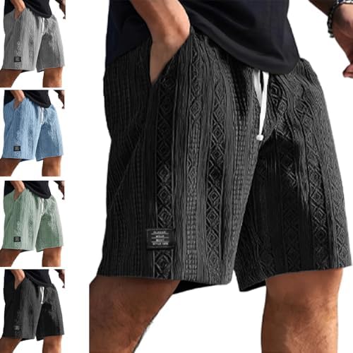 Mens Shorts, Mens Daily Jacquard Embroidered Casual Comfort Short