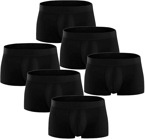 Men's Solid Color Cotton Boxer Briefs 6-Pack,Comfort Breathable Wicking Boxer Briefs Shorts Elastic Everyday Underwear