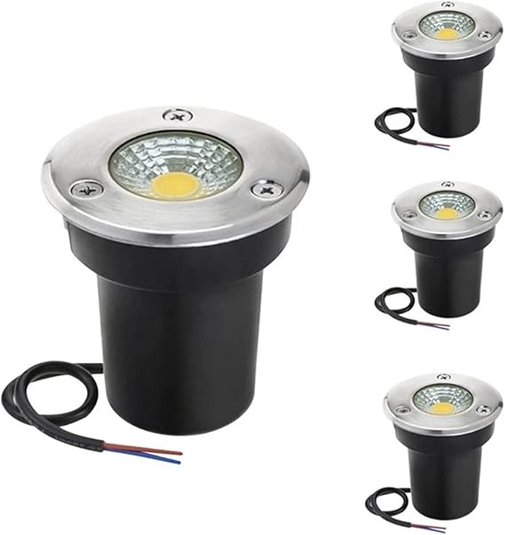 4 Pack LED Underground Light COB Floor Lamp IP65 Waterproof Outdoor Ground Spot Landscape Garden Square Path Yard Recessed Buried Spotlight(White,5W)