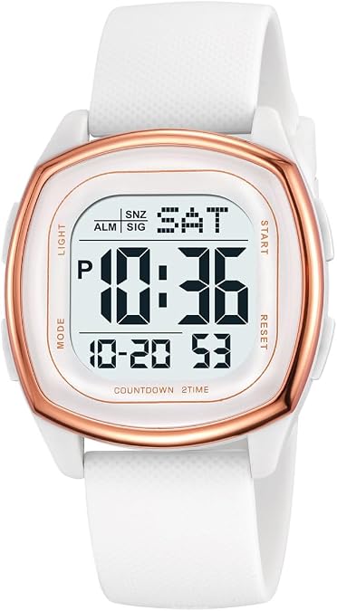 Reginald Watches for Men Fashion Trend Black Multifunction Waterproof Watch LED Digital Chronograph Soft Silicone Watch Strap Square Watches