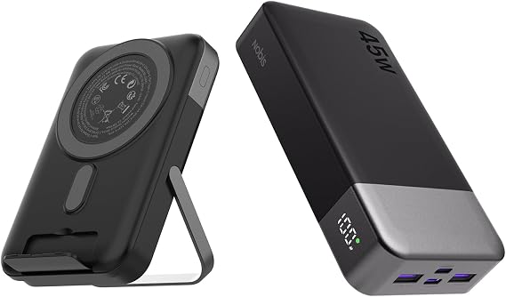 NOBIS Portable Charger, 45W 20000mAh Power Bank and 22.5W 10000mAh Dual-Stand Wireless Power Bank