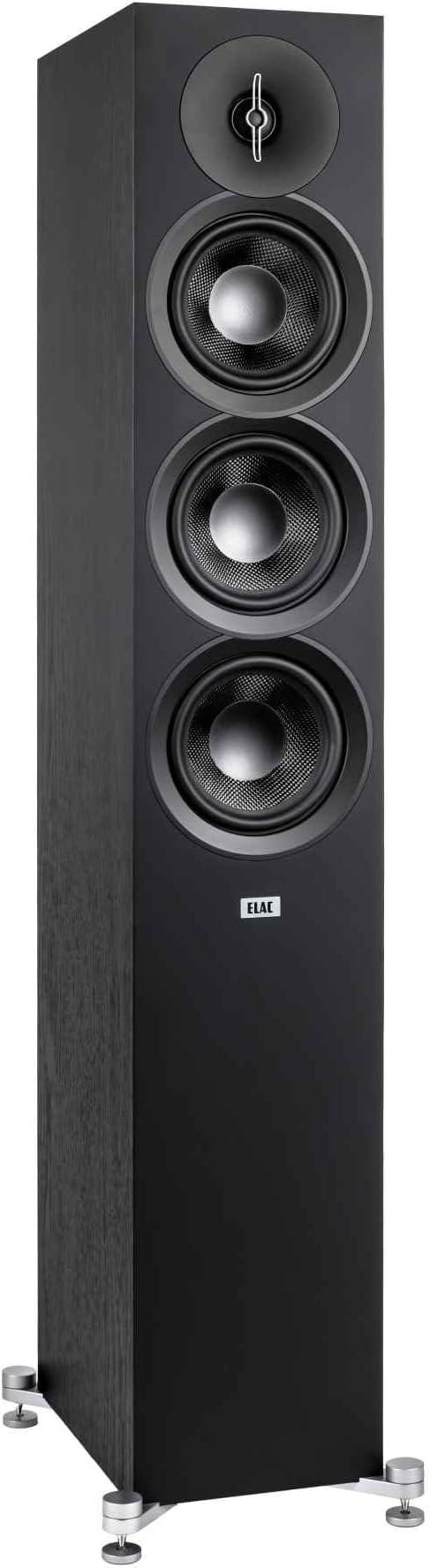 ELAC Debut 3.0 DF53-BK Floorstanding Speaker, Black Ash (Each) - 1 Aluminum Dome Tweeter, 5.25 Aramid Fiber Midrange & Dual 5.25 Aramid Fiber Woofers - 3-Way Bass Reflex - 38Hz to 38KHz Response