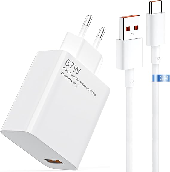 USB Charger for Xiaomi with Type C Charging Cable 6A 2M