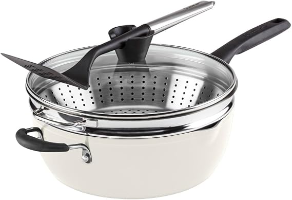 Cuisinart Preferred Pan 4-Pc Set - Creme de la Creme (4.5 Qt. Multi-Purpose Pan w/Cover, Steamer, Slotted Turner)