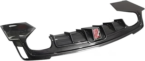 Carbon Fiber Appearance Car Rear Diffuser,Rear Bumper Lip With Light Upgrade 3D Style,Compatible For Cadillac CT4 2020-2023