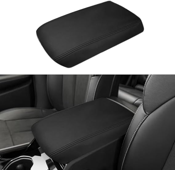 DEYTOP Center Console Cover for Jeep Grand Cherokee 2026 2022-2025 & Grand Cherokee L 2021-2026 Accessories Car Armrest Cover Anti-Scratch Leather Armrest Protector (Black with Black Stitches)