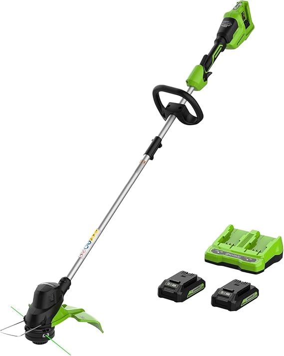 Greenworks 48V (24V x 2) 15" Cordless String Trimmer, (2) 2.0 Ah Batteries