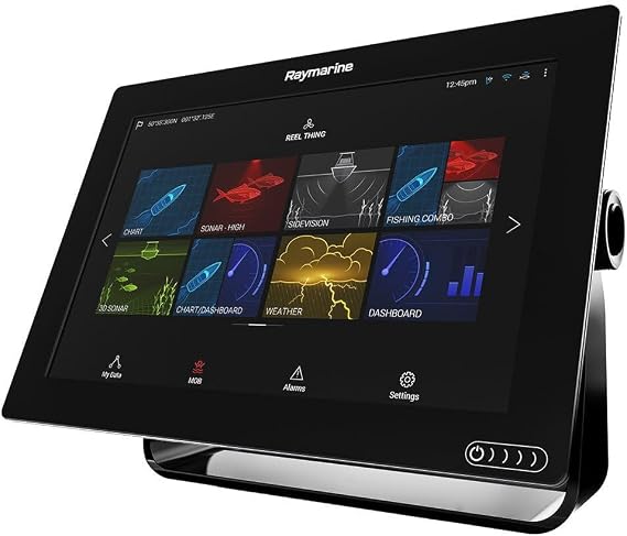 Raymarine Axiom 12 Fish Finder with Built in GPS, WiFi, Chirp Sonar and RealVision 3D with Navionics+, Black, 12" (E70369-00-NAG)