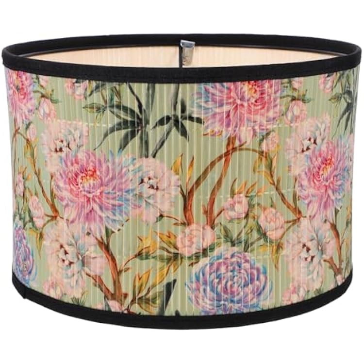 Bamboo Lampshade 7.87 Inch Floral Pattern Lamp Shade for Pendant Ceiling Light Table Lamp Cover Green Decorative Lampshades for Home