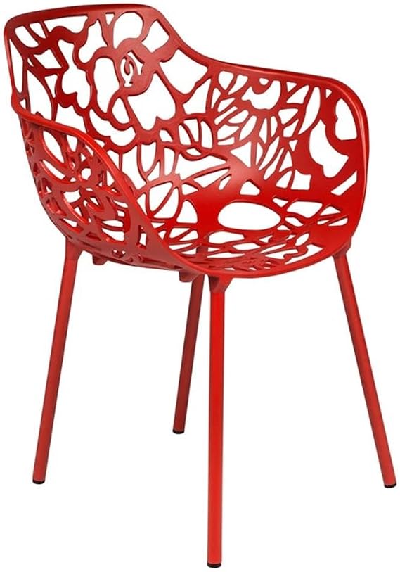 LeisureMod Forest Dining Arm Chair, Aluminum Indoor and Outdoor Stackable Patio Accent Chair for Dining Room, Living Room, and Poolside Devon Collection