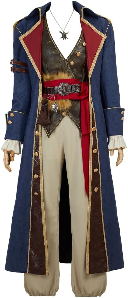 miccostumes Men's Pirate Captain Costume Deluxe Cosplay Embossed Suede Suit Coat Vest and Headscarf Belt Halloween Party