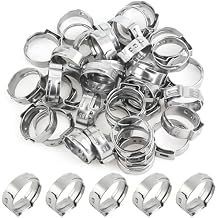 52 Pieces 15.3-18.5mm Single Ear Hose Clamps, 304 Stainless Steel