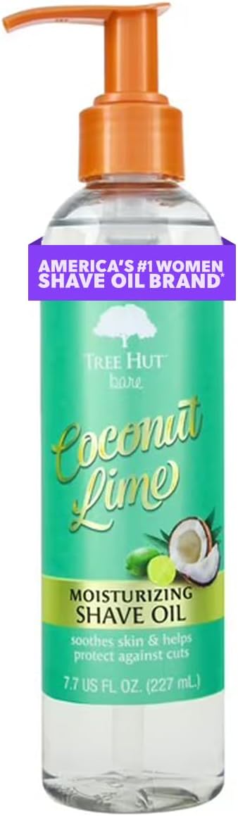 TREE Hut Lemon &amp; Coconut Moisturising Shaving Oil - Prevents Irritation with Oat Grains and Vitamin E, 8 Oz