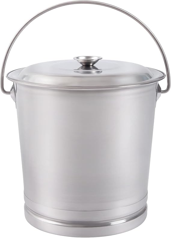 Stainless Steel Milk Pail Bucket with Lid, Handle, and Open Lip Edge, Also Good for Compost (8.5 Qt Pail with Lid)
