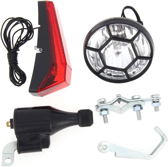 Dynamo Lights Set, Bike Dynamo Lights Set Bicycle Front Headslight Rear LED Safety Light Cycling Accessories, standard, Black