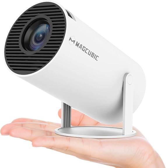 Mini Projector Magcubic HY300 Auto Keystone Correction Portable Projector 4K/200 ANSI Smart Projector with 2.4/5G WiFi BT-5.0 130 Inch Screen 180 Degree Flip Round Design Home Video Projector