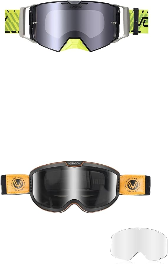 Magnetic Lock Design Dirt Bike Goggles Dirt Bike Goggles Anti Fog with Clear & Grey Lens for Men Women