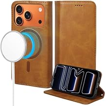 Rssviss for iPhone 17 Pro Wallet Case, Flip Folio Case Compatible with Magsafe, RFID Blocking Card Holder Kickstand, Shockproof iPhone Cover Men Women for iPhone 17 Pro 6.3" Khaki