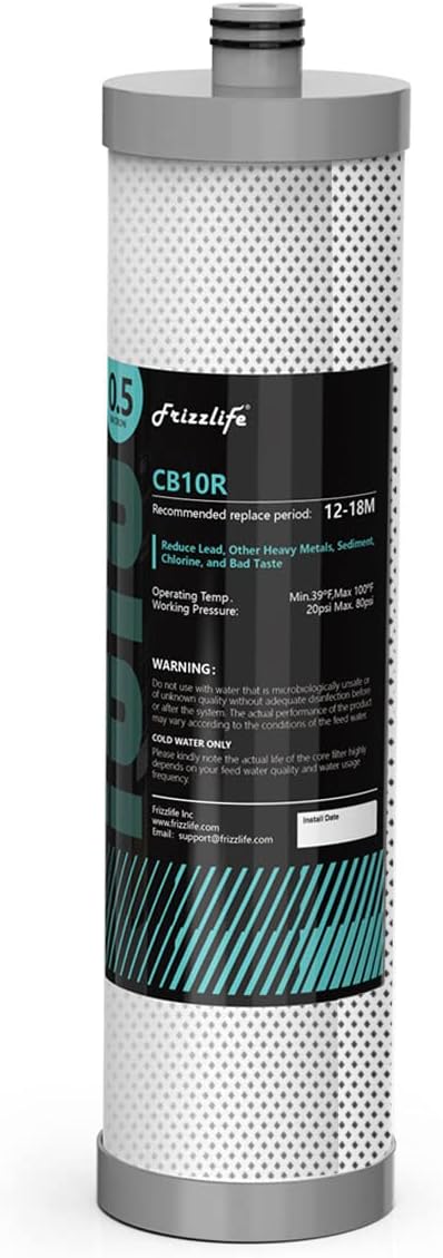 Frizzlife CB10R Replacement Filter Cartridge for DW10, DW10F, TW10, TW10F Under Sink Water Filters